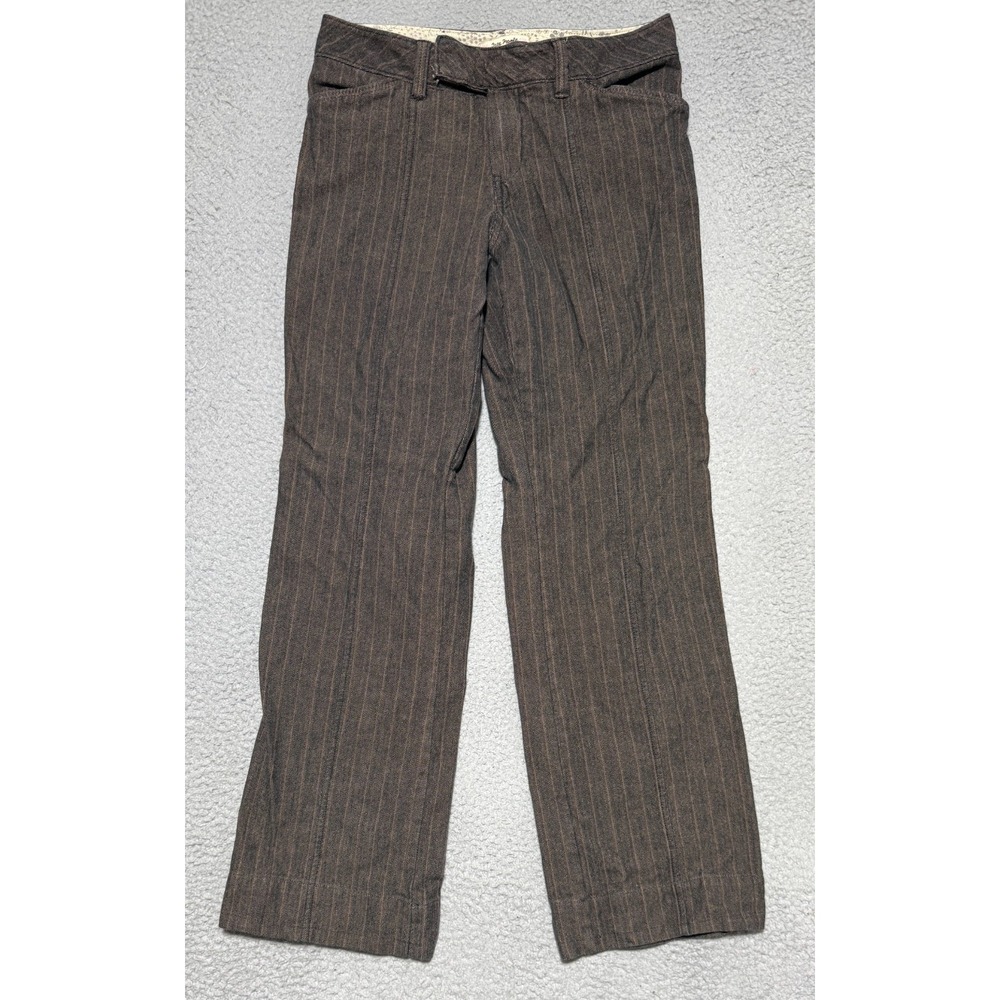 Free‎ People Striped straight leg pants Brown Size 4 100% Cotton Low Iron 28x28